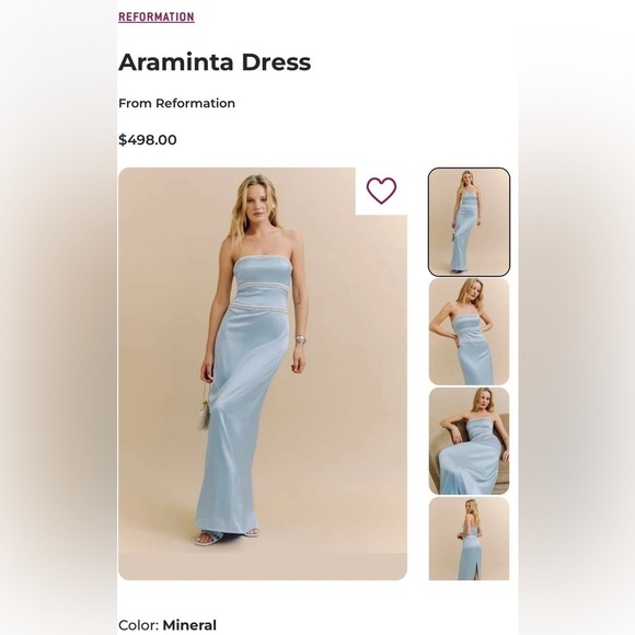 Reformation Araminta Dress in mineral NWT - Picture 2 of 8